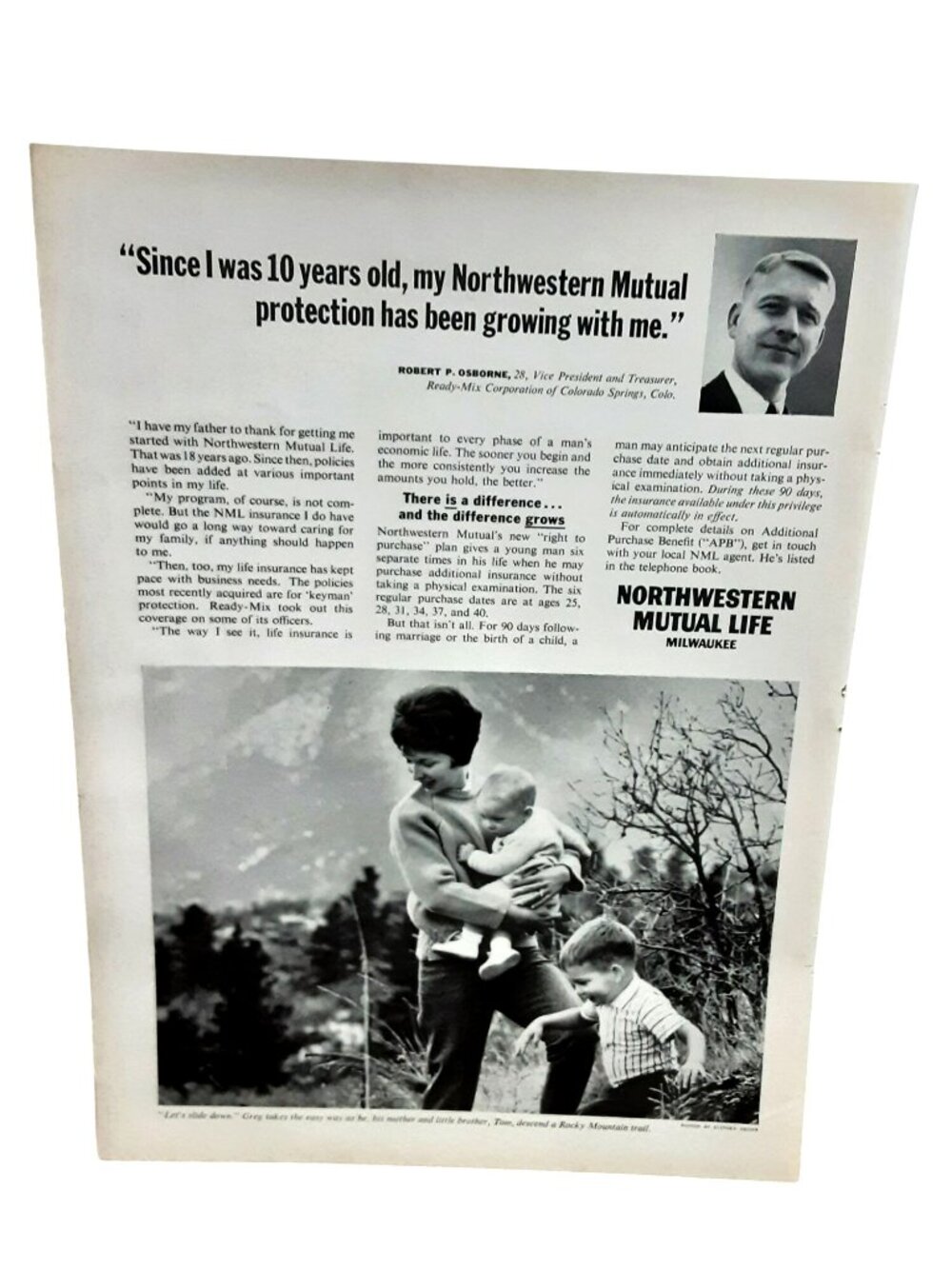 1966 Northwestern Mutual Life Insurance Vintage Family Print Advertisement